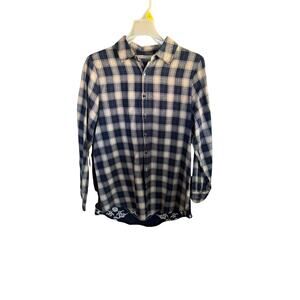 Plaid And Velvet Embroidery Top